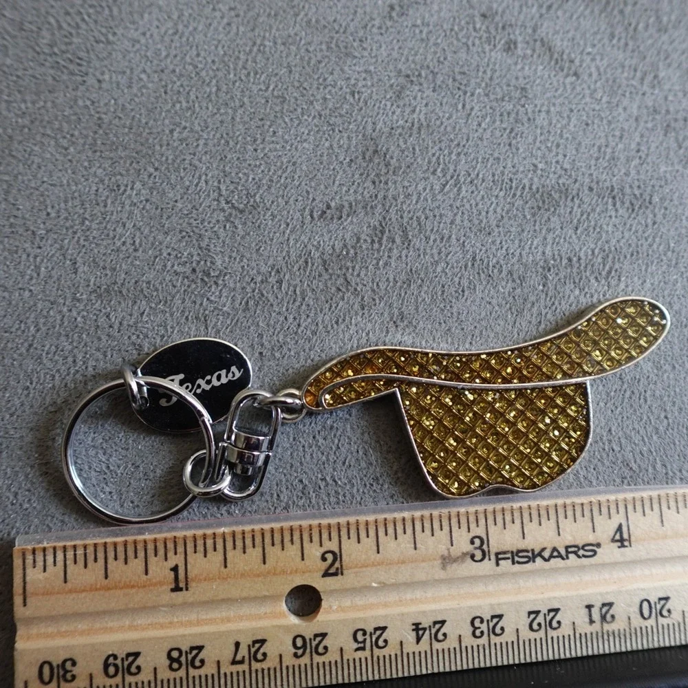 Texas Keychain Rhinestone Sparkle Cowboy Hat Novelty Route 66 Destination Travel